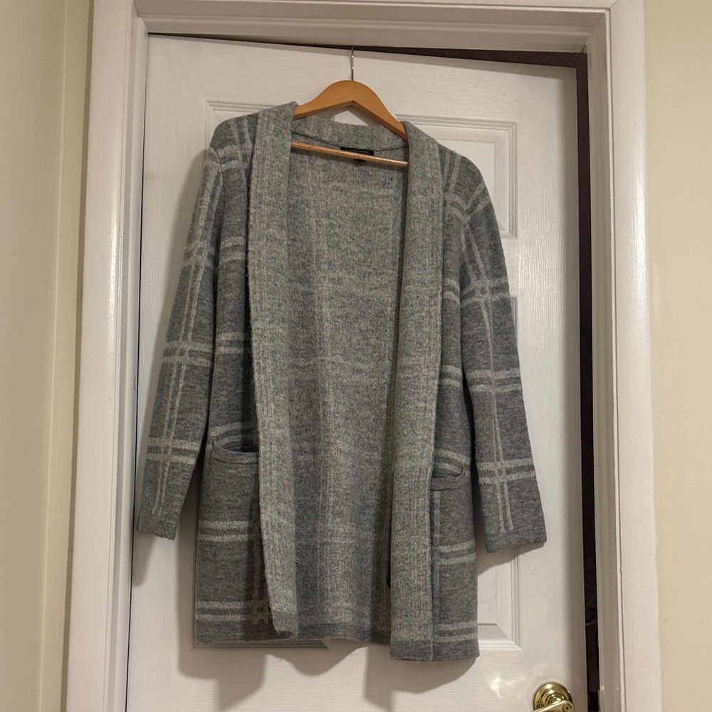 Banana Republic Gray Checkered Cardigan